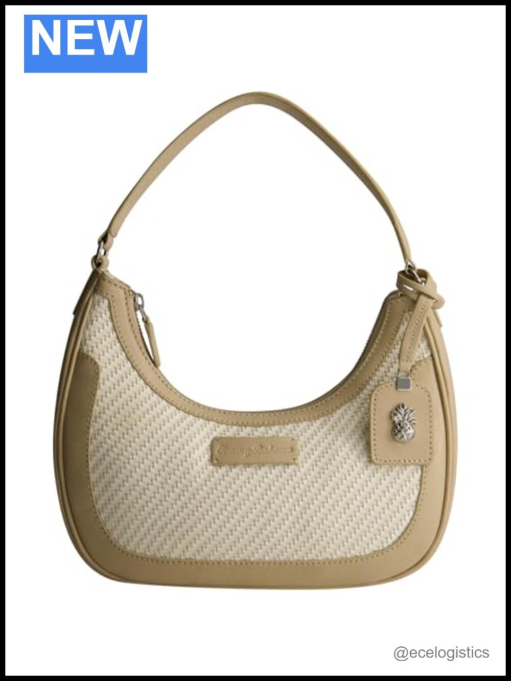 Woven Hobo Bag with Silver Hardware, Polyurethane Cotton Shoulder Purse
